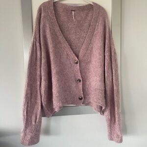 Free People Eclair light pink alpaca cardi size L/XL